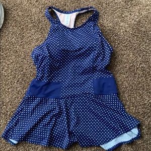 High necked peplum swim top